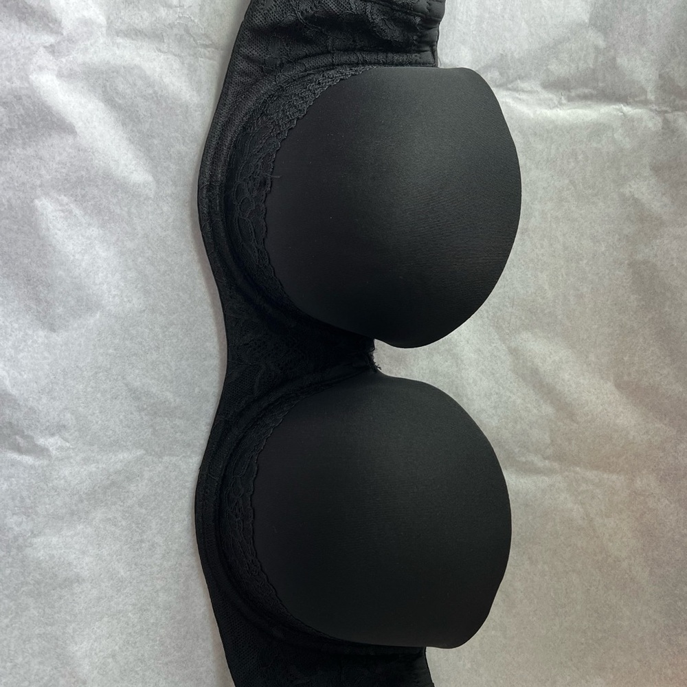 torrid Black Strapless Padded Bra with Lace Trim